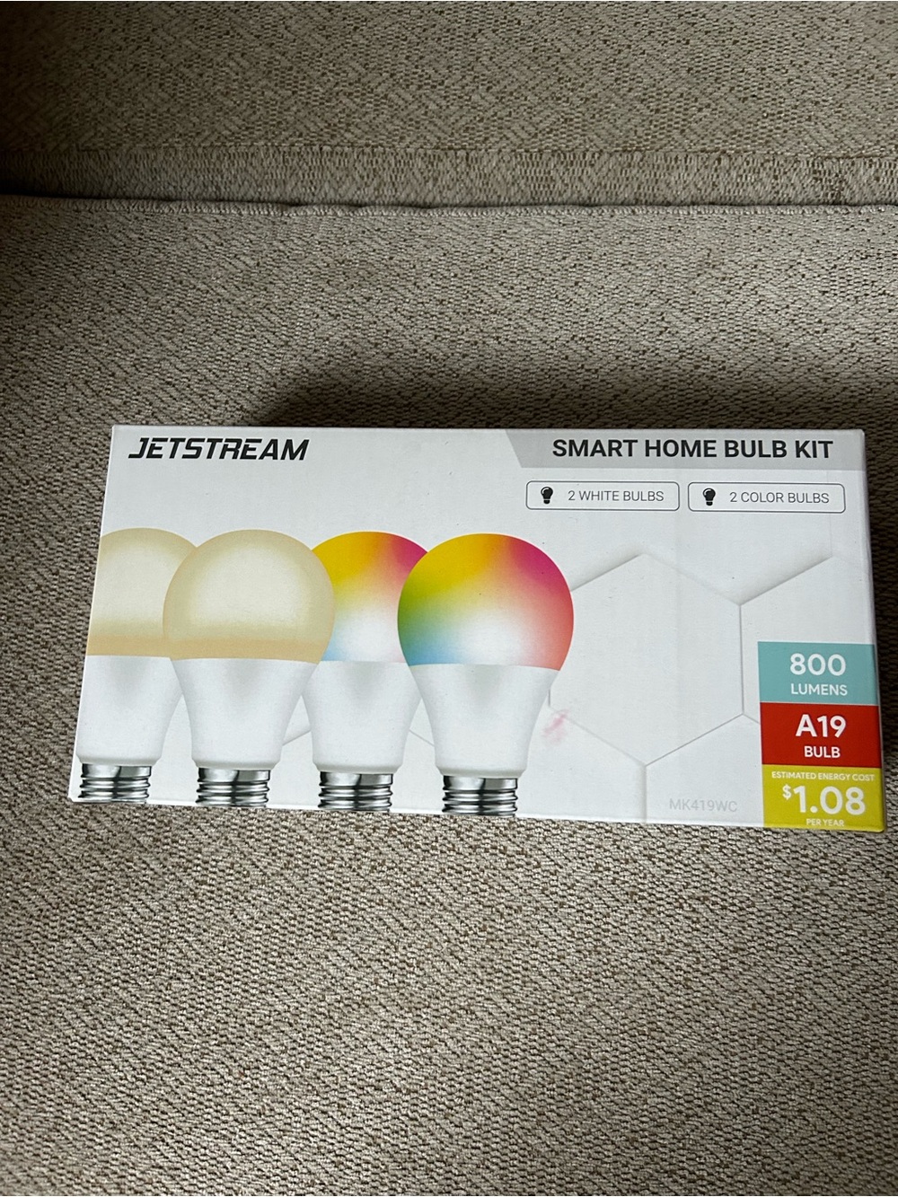 Jetstream Smart Home A19 Bulb Kit - 2 White and 2 Multi-Color Light Bulbs Google